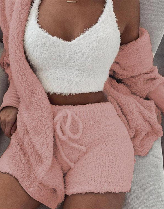 3-Piece Velvet Loungewear Pajama Set