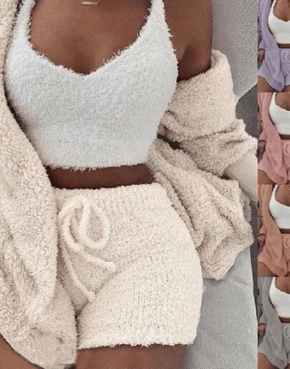 3-Piece Velvet Loungewear Pajama Set