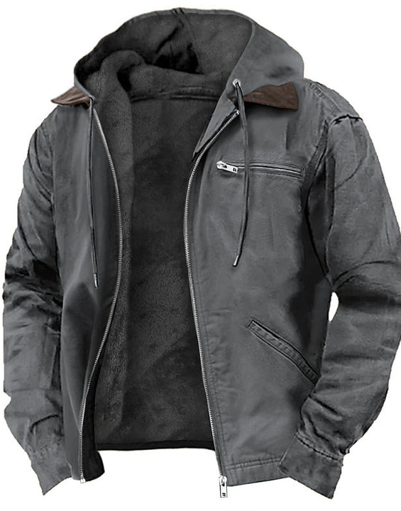 Fleece-Lined Hooded Zip Jacket