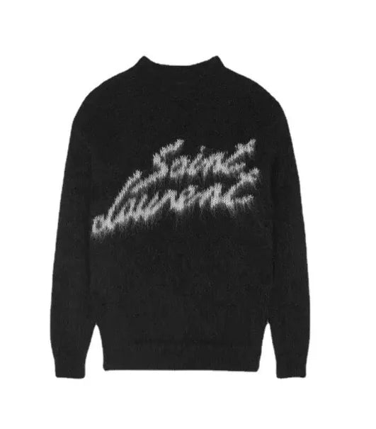Personalized Mohair Knitwear Jumper Women Knitting Letter Jacquard Fuzzy Knitted Jumper Sweater