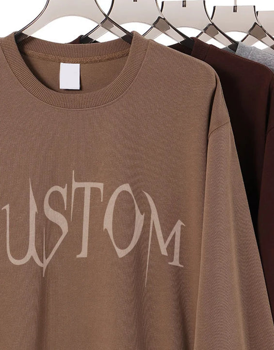 OEM Custom Logo 320GSM Composite Fabric Men's Sweatshirts Pullover Plain Blank Cotton Polyester Crewneck Sweatshirt for Men