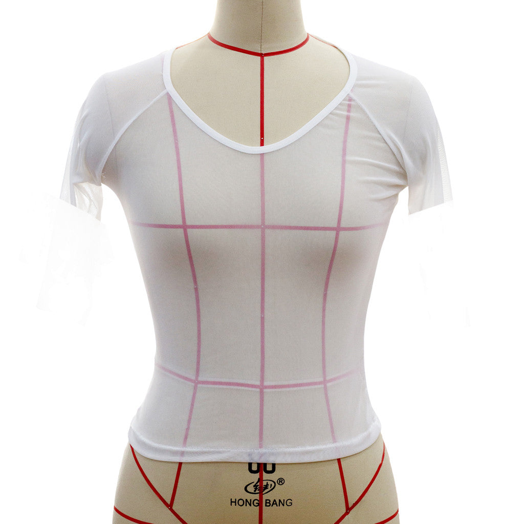 Sexy Woman Short Sleeve T-shirts Sheer Mesh Crop Tops Summer Sheer T-shirts Ladies Underwear Transparent Clubwear Vest T Shirts