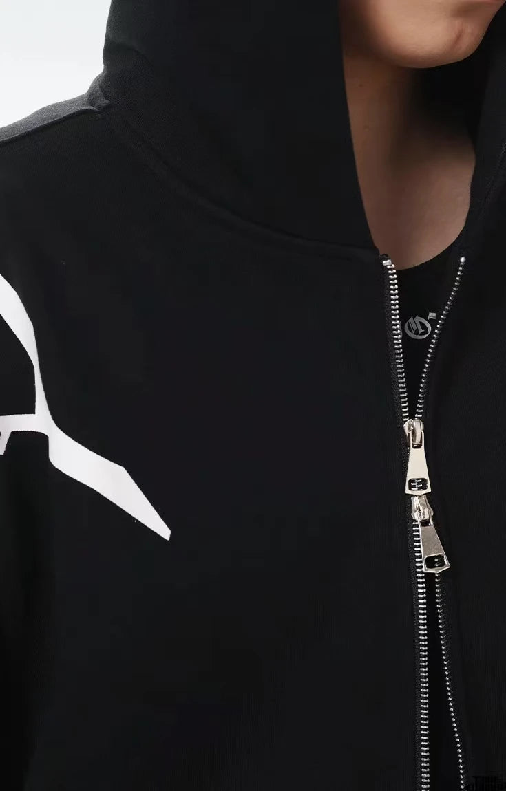 450G, Cotton-polyester Blend Hoodie, Gothic Embroidered Pattern, Thick & Stylish, Oversized Streetwear Hoodie, for All Seasons