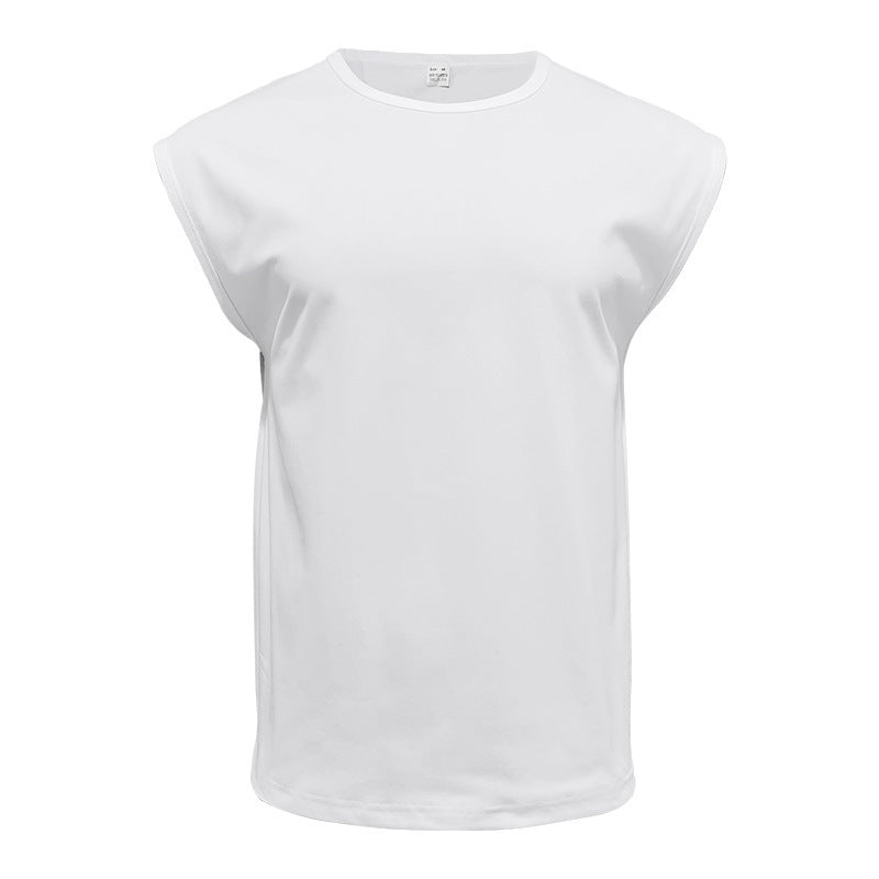 Men's Loose Short Sleeve T-Shirt round Neck Sleeveless Casual Breathable Summer Sports Basic Vest