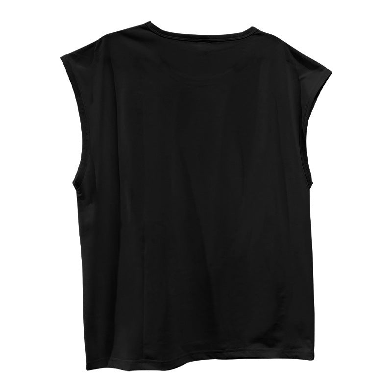 Men's Loose Short Sleeve T-Shirt round Neck Sleeveless Casual Breathable Summer Sports Basic Vest