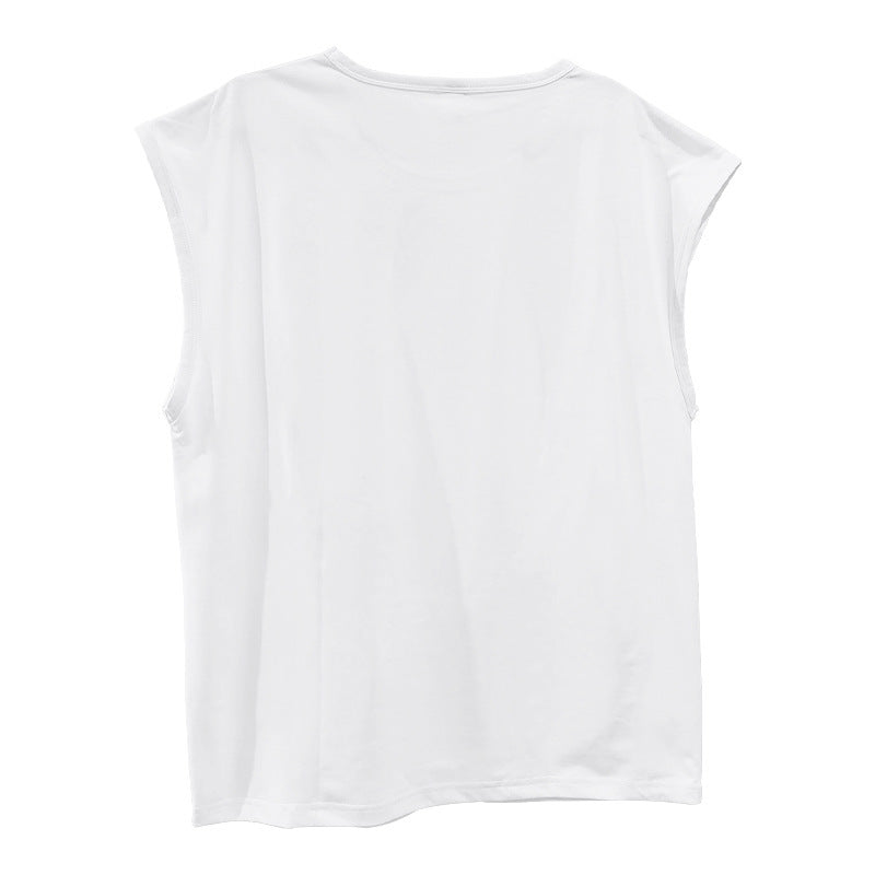 Men's Loose Short Sleeve T-Shirt round Neck Sleeveless Casual Breathable Summer Sports Basic Vest