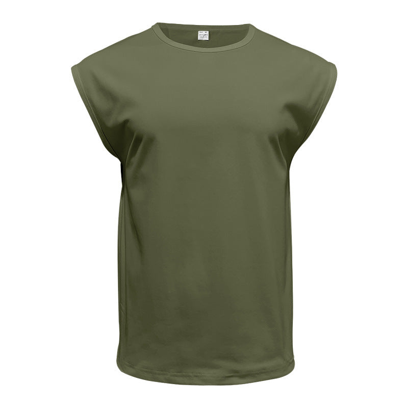 Men's Loose Short Sleeve T-Shirt round Neck Sleeveless Casual Breathable Summer Sports Basic Vest