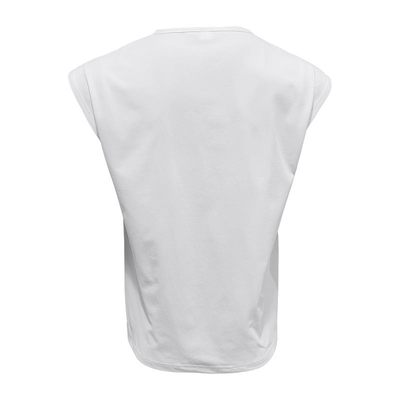 Men's Loose Short Sleeve T-Shirt round Neck Sleeveless Casual Breathable Summer Sports Basic Vest