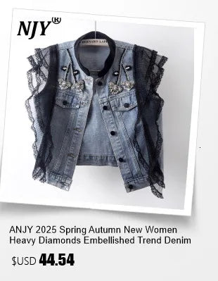 ANJY Spring Autumn New Women Washed Vintage Ripped Design High Street Jeans Trendy Fashion Straight Versatile Denim Pants A23084