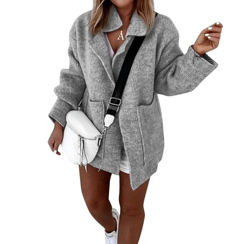 Women's Knitted Sweater Coat with ket Warped Knit Fake Two-Piece Sle Spring 2026 Faion Ladies' Premium Quali Sweater...