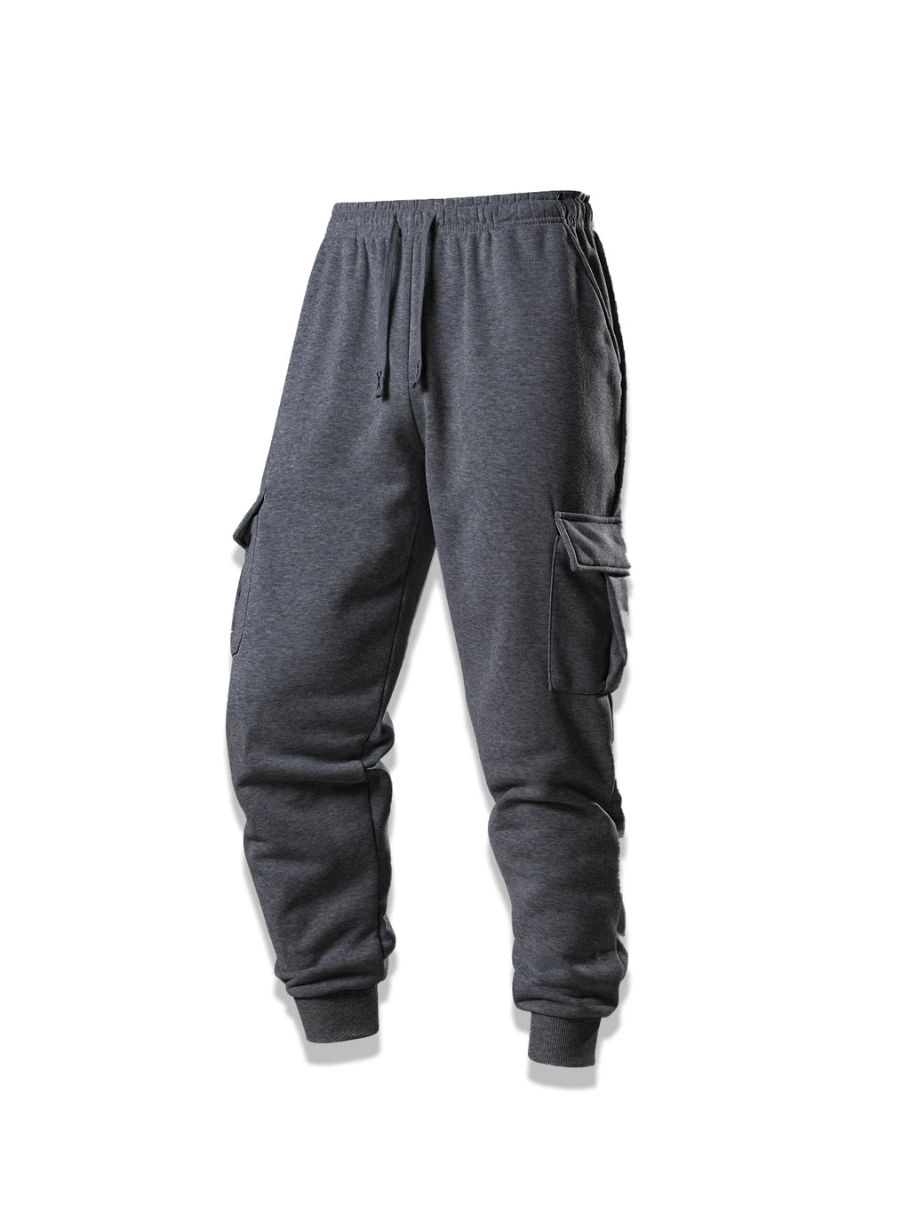 Men Cargo Pants Casual Sports Drawstring Sweatpants Spring Autumn Solid Color Patchwork Pockets Ankle Length Skinny Pencil Pants