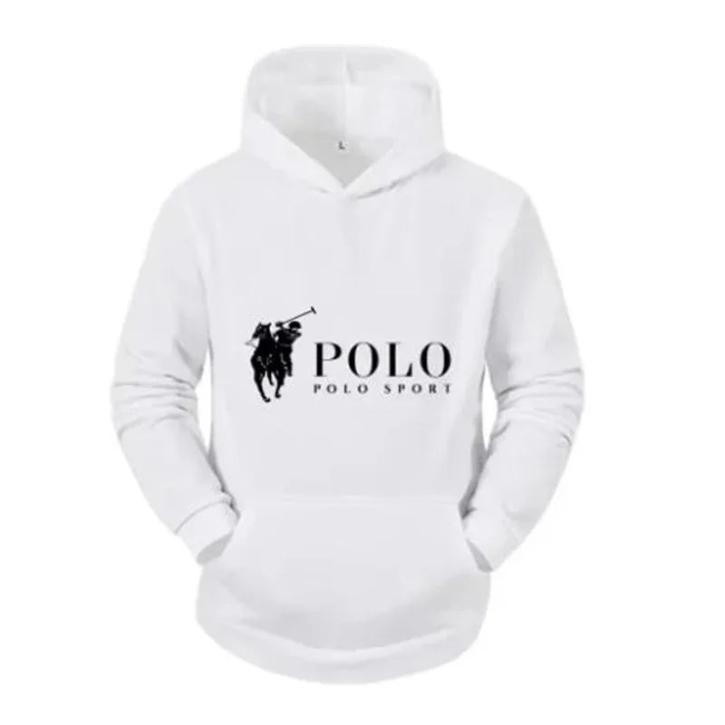 Polo Sport Classic Black Hoodie Men's Casual Sports Pure Cotton Hoodie Fashion Horse Logo Printed Hoodie