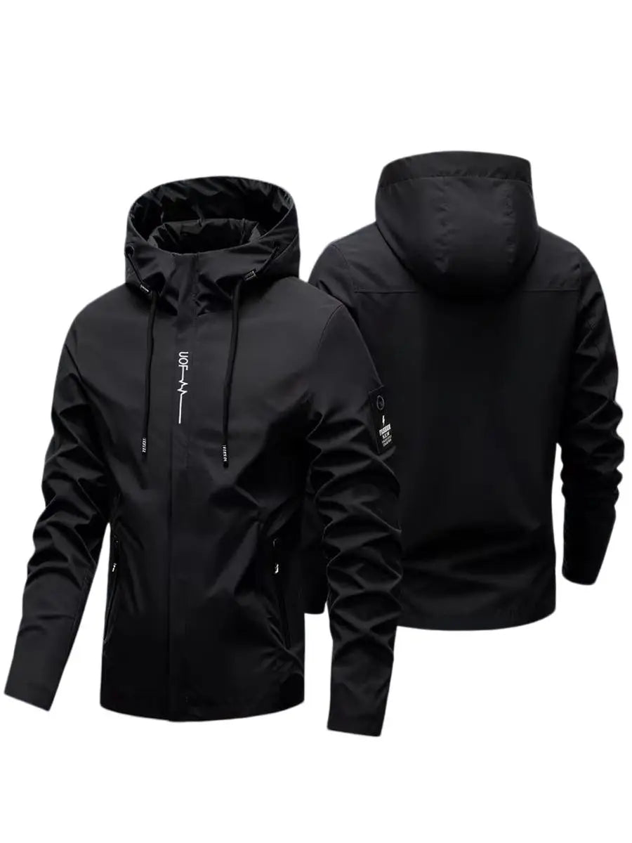 Waterproof Jacket Men Outdoor Softshell Zip Up Hooded Windbreaker Hiking Camping Coats Lightweight Spring Autumn