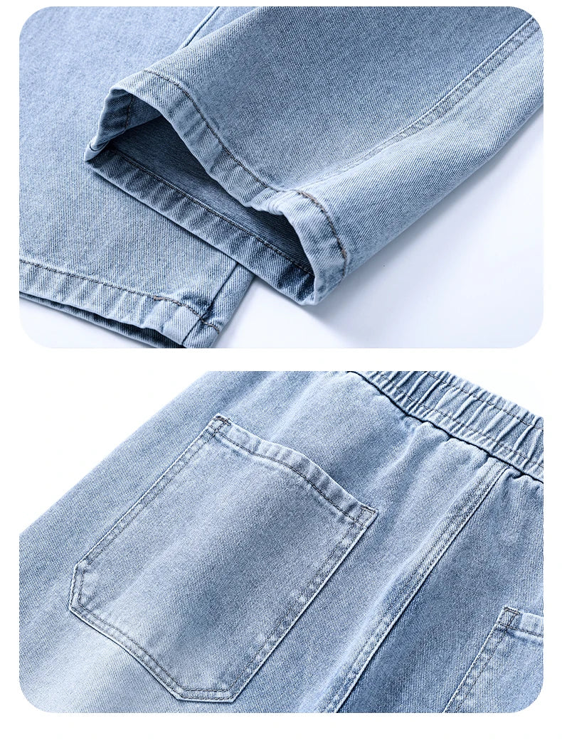2025 new men's cement grey work jeans Y2K street hip-hop large pocket wide-leg straight jeans trousers jogging black light blue