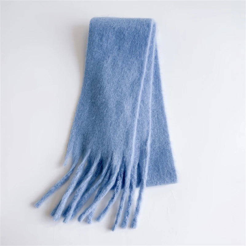 18*200cm Small Winter Scarf Long Women Imitation Cashmere Thicken Shawls Neck Warm Tassel Bufanda Echarpe Pashmina Luxury