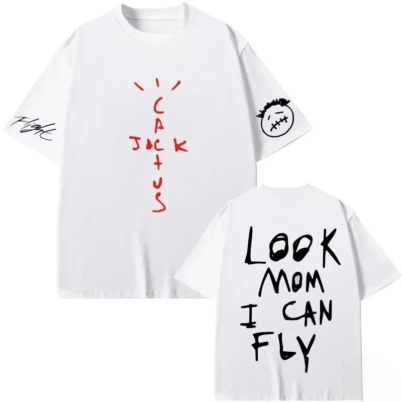 Cactus Jack T Shirt Percent Cotton Men's Clothing Women's Hip Hop Fashion Fans Gift Mom I Can Fly 2026 Summer T Shirt