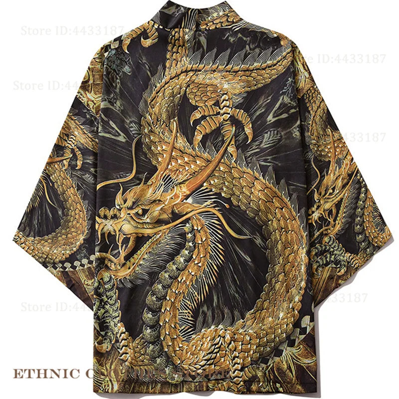 Plus Size 3XL 4XL 5XL Japanese Kimono Cardigan Cosplay Haori Yukata Top Adult Traditional Samurai Costume Loose Men Male Shirt