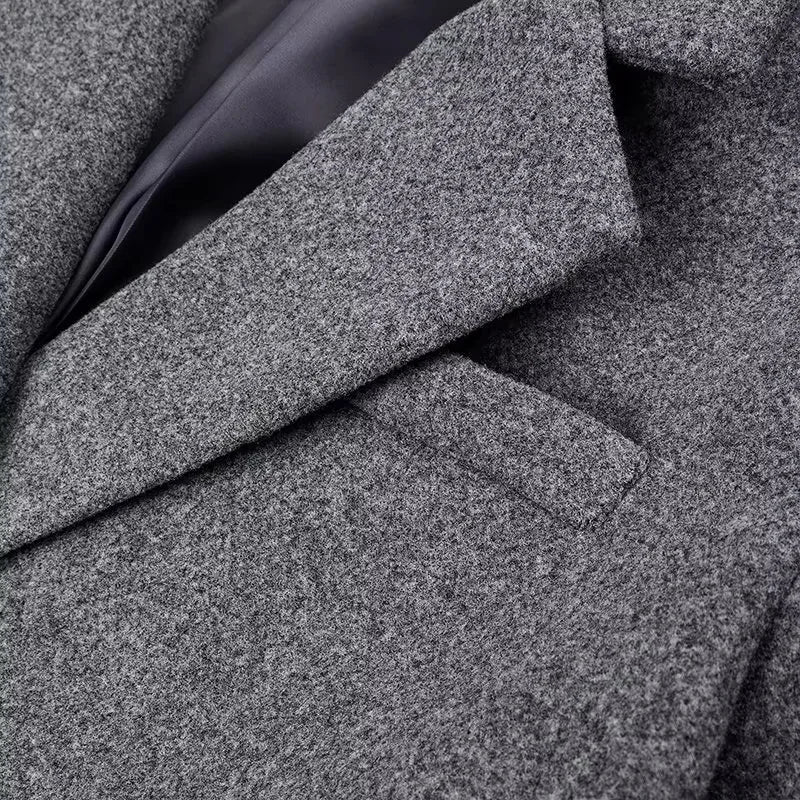 KONDALA Vintage Casual Chic Solid Women Overcoat Double Breasted Oversized Long Jackets Fashion 2025 Autumn Winter Thick Coats