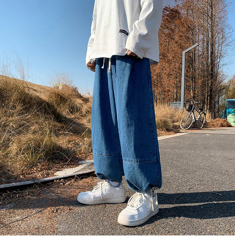 Baggy Jeans Trousers Male Denim Pants Black Wide Leg Pants Men's Jeans Oversize Cargo Korean Streetwear Hip Hop Harajuku