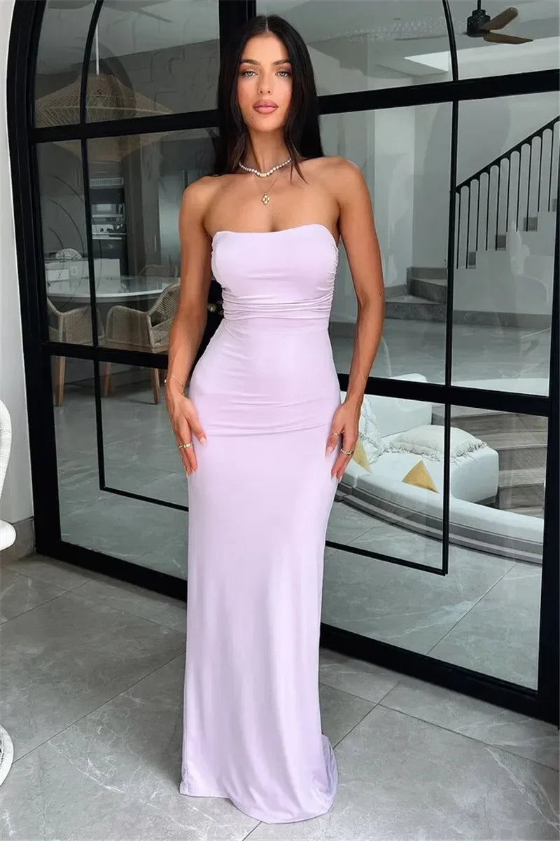 Women's lace up backless strapless maxi dress, off shoulder, fibrcon battery, club, party, long, summer, new