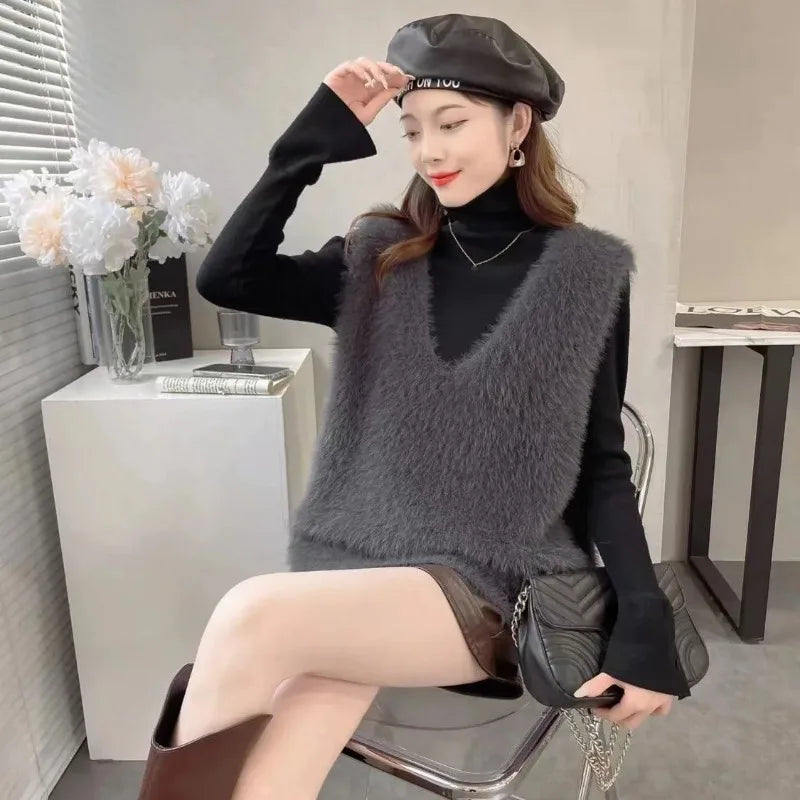 Cropped Lady Sweaters Warm Y2k Vintage Waistcoat Classic On Offer Tops 2025 Casual Smooth The Trip V-neck Knit Vests For Women