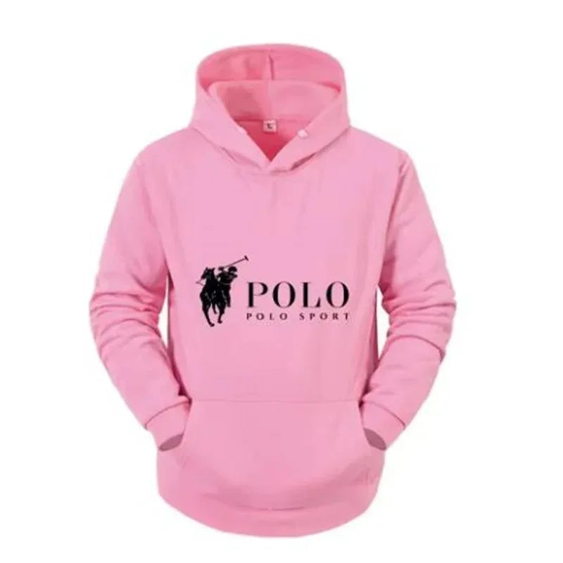 Polo Sport Classic Black Hoodie Men's Casual Sports Pure Cotton Hoodie Fashion Horse Logo Printed Hoodie