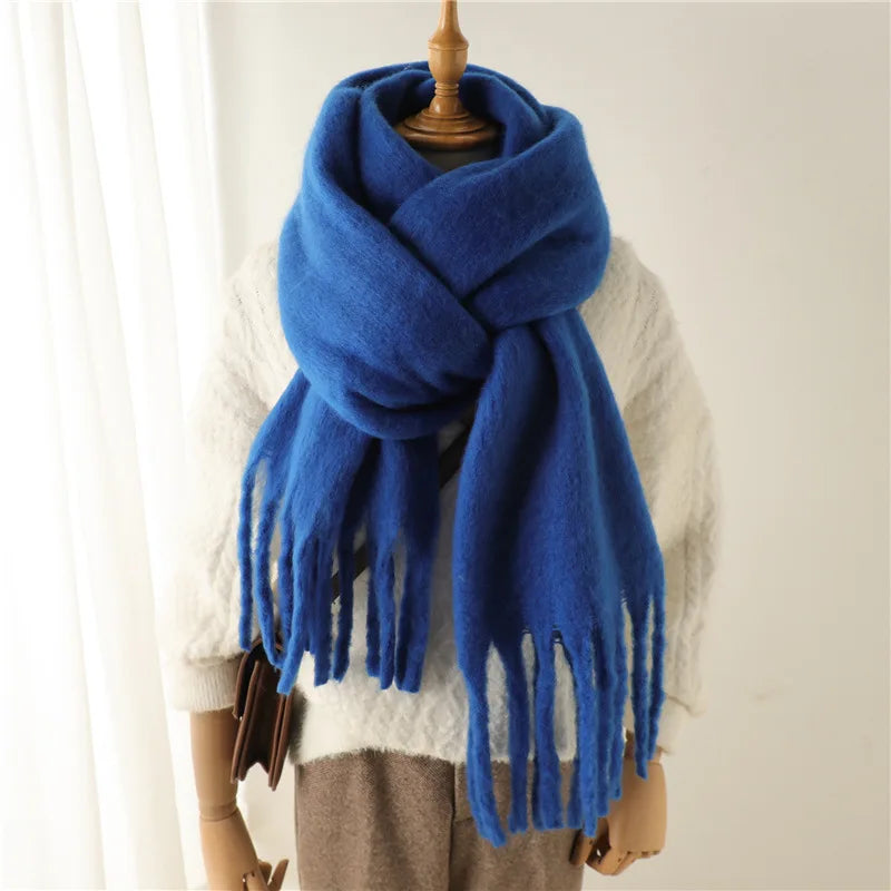 Women Winter Warm Luxury Imitation Cashmere Scarves Solid color Fashion Shawl Wrap Ladies Blanket Foulard Pashmina Bandana Scraf
