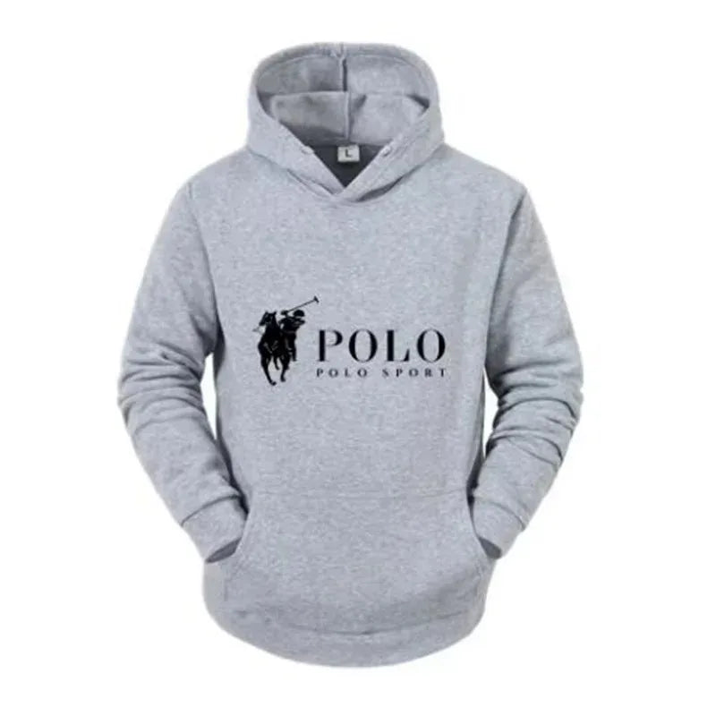 Polo Sport Classic Black Hoodie Men's Casual Sports Pure Cotton Hoodie Fashion Horse Logo Printed Hoodie