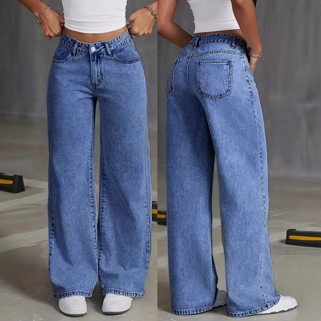 Size:S-5XL Women's Wide-Leg Jeans High-Waist Plus-Size Jeans Summer Autumn Girl Wide Leg Pants Straight-Leg Loose Casual Pants