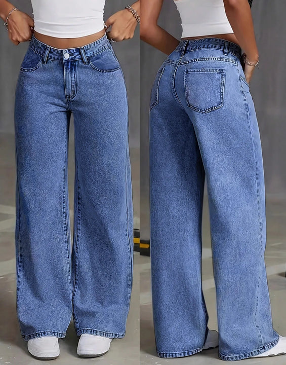 Size:S-5XL Women's Wide-Leg Jeans High-Waist Plus-Size Jeans Summer Autumn Girl Wide Leg Pants Straight-Leg Loose Casual Pants