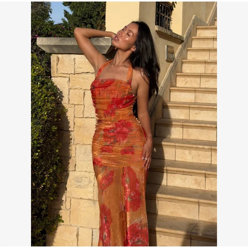 Flutter Sleeve Floral Maxi Dress