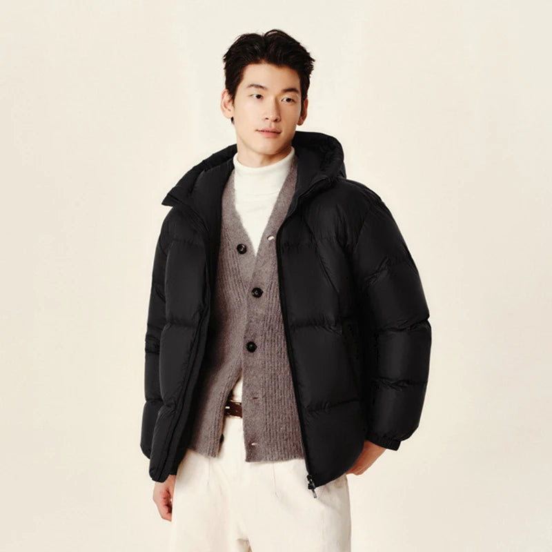 Semir Down Jacket Men 2024 Winter New Thermal Three-Proof Couple Hooded Outerwear Solid Color Versatile Down Jacket