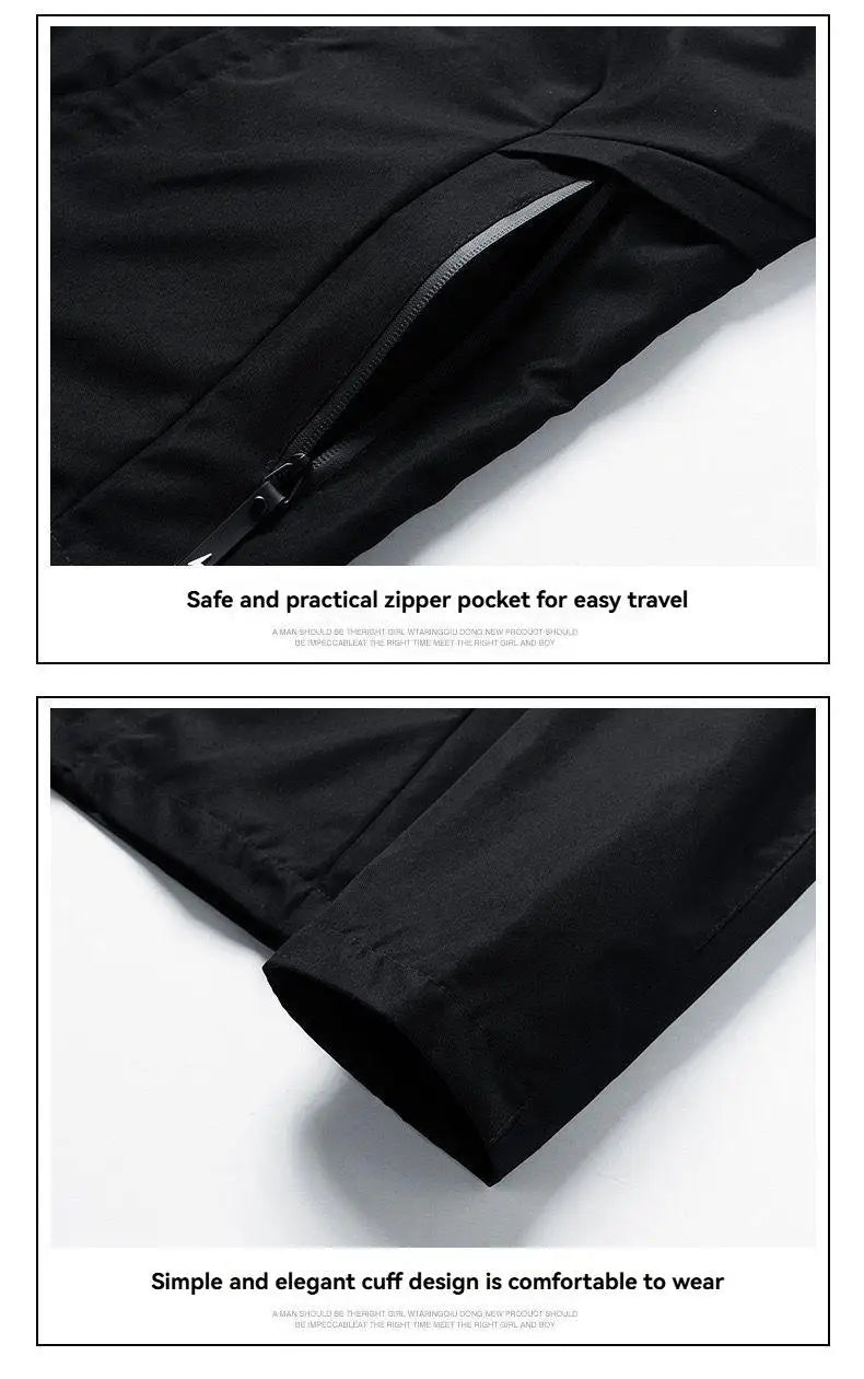 Waterproof Jacket Men Outdoor Softshell Zip Up Hooded Jacket Windbreaker Hiking Camping Coats Lightweight Spring Autumn Coats