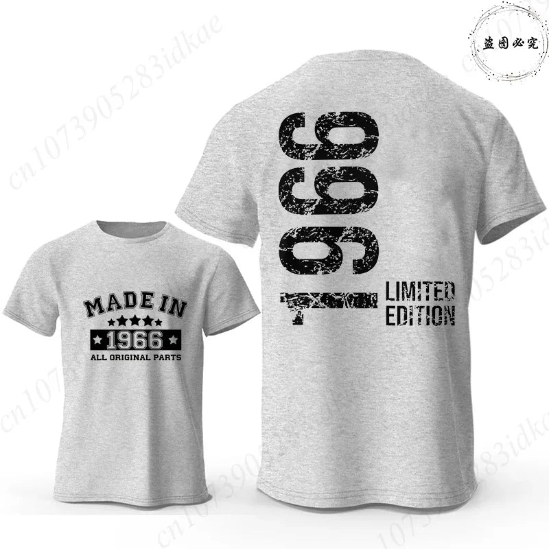 Men's 60th Birthday Vintage Graphic T Shirts: Made in 1966  Limited Edition Tops O Neck Short Sleeve Tees Casual Male Clothing