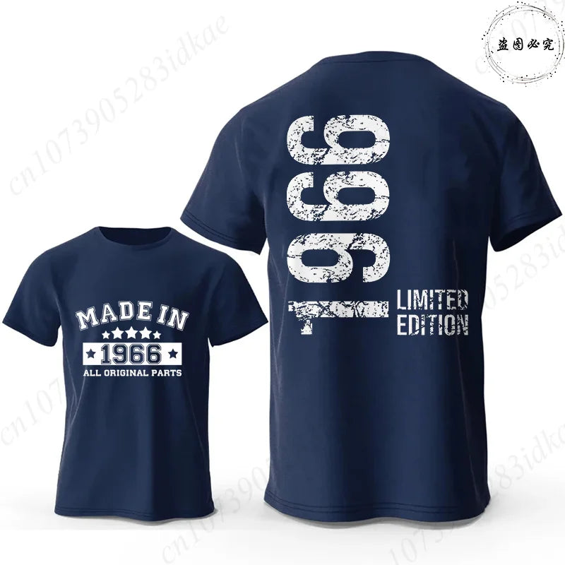 Men's 60th Birthday Vintage Graphic T Shirts: Made in 1966  Limited Edition Tops O Neck Short Sleeve Tees Casual Male Clothing