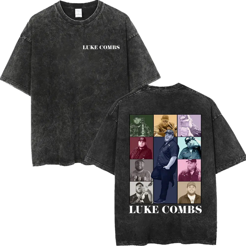 Vintage Washed Luke Combs Tour 2026 Merch T-shirts Men Women Fashion Y2k Oversized T-shirt Summer Casual Short Sleeve T Shirt