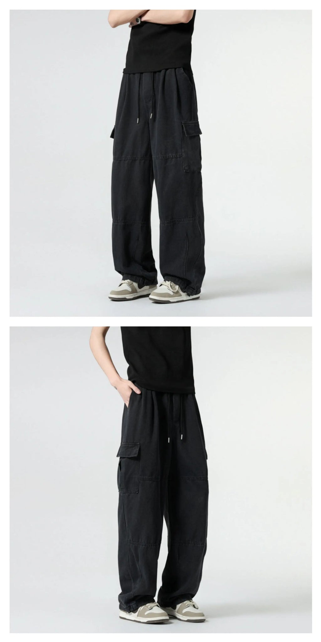 Baggy Jeans Spring Autumn New Men's Cargo Pants Casual Wide Leg Jogging Trousers Vintage Loose Work Jeans Man Hip Hop Streetwear