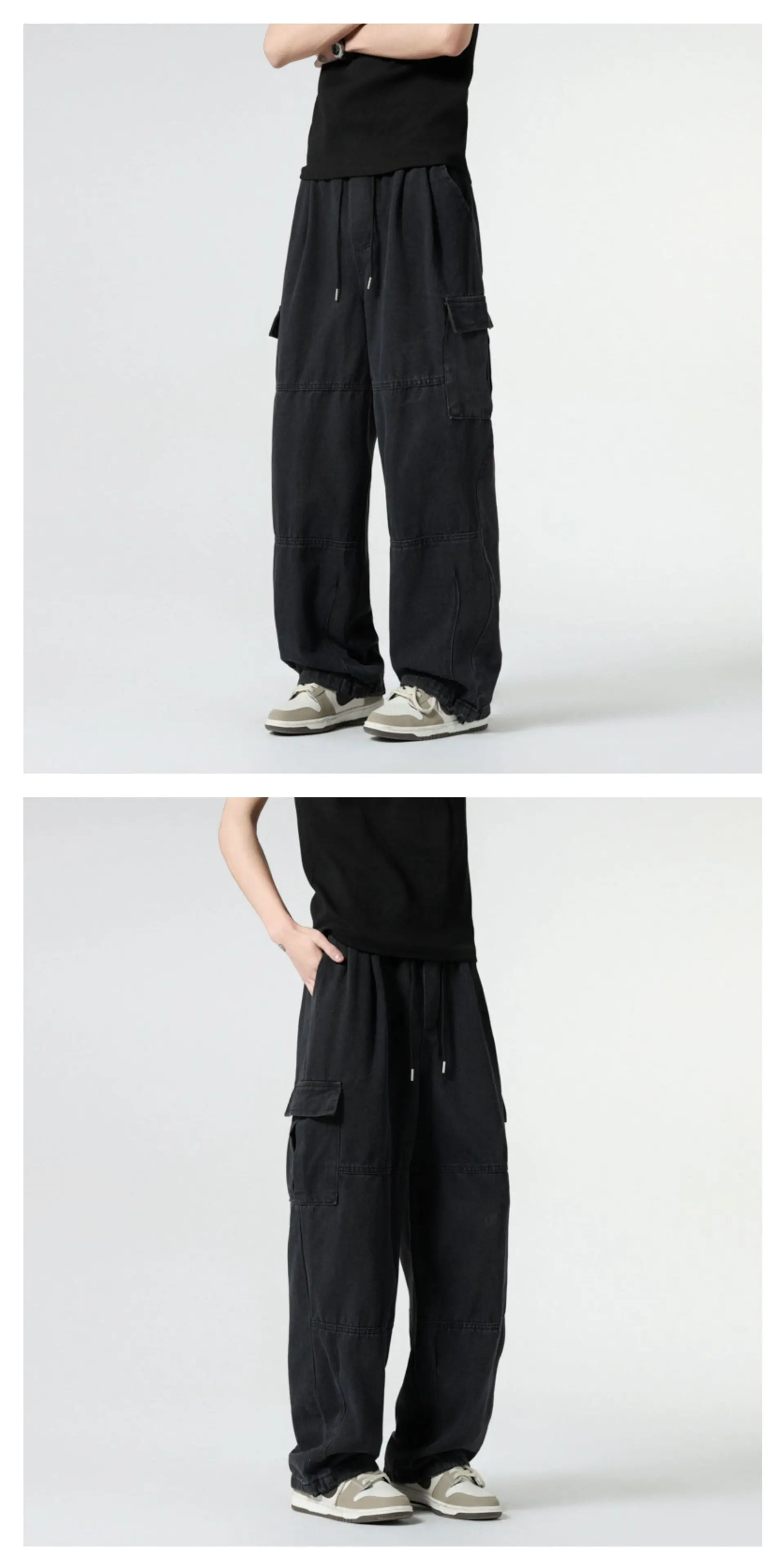 Baggy Jeans Spring Autumn New Men's Cargo Pants Casual Wide Leg Jogging Trousers Vintage Loose Work Jeans Man Hip Hop Streetwear