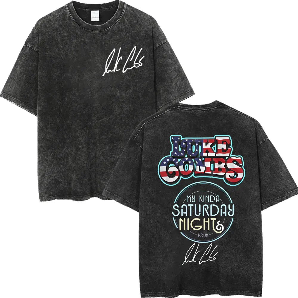 Vintage Washed Luke Combs Tour 2026 Merch T-shirts Men Women Fashion Y2k Oversized T-shirt Summer Casual Short Sleeve T Shirt