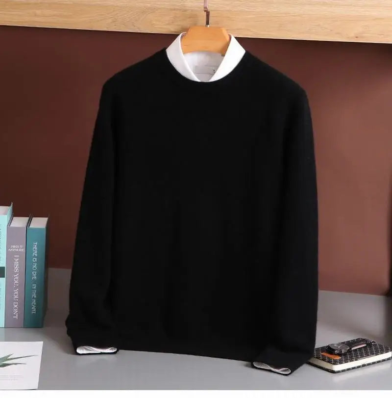 Hot Sale Cashmere Men's Sweater O-Neck Knitted Jumpers Long Sleeve Male Pullover Soft Warm Woolen Clothing habit homme