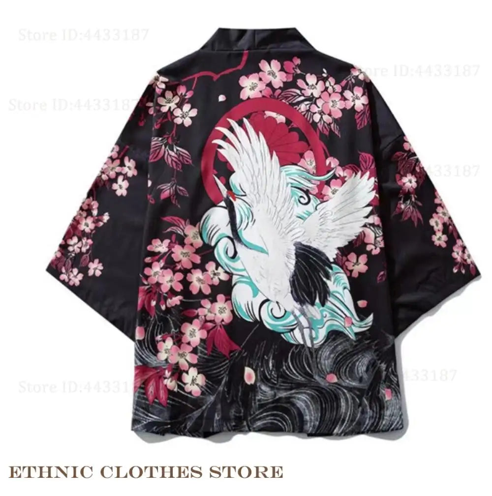 Plus Size 3XL 4XL 5XL Japanese Kimono Cardigan Cosplay Haori Yukata Top Adult Traditional Samurai Costume Loose Men Male Shirt