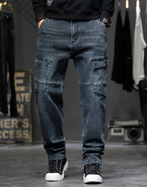 Baggy Jeans Men Plus Size 40 44 Denim Pants Fashion Pockets Cargo Jeans Pants Streetwear Loose Trousers Male Big Size Bottoms