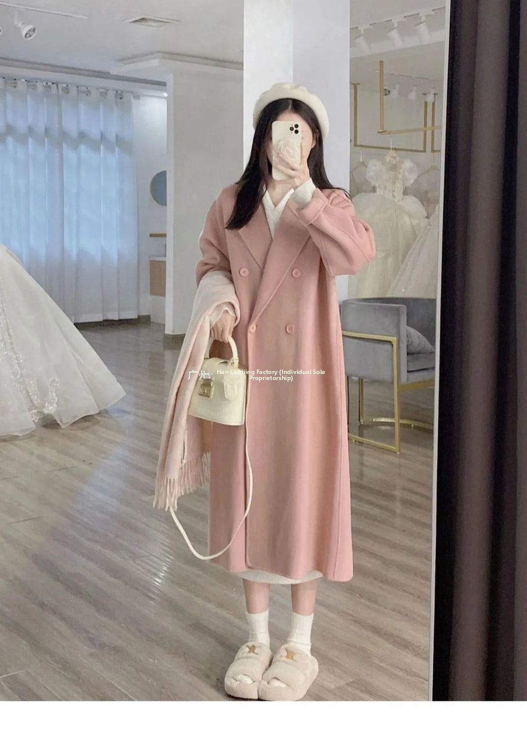 Women's Woolen Coat Hot Sale Of The Season Autumn Winter New Style Versatile Korean Style Medium Length Long Sleeve Elegant C...