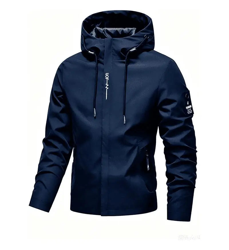 Waterproof Jacket Men Outdoor Softshell Zip Up Hooded Windbreaker Hiking Camping Coats Lightweight Spring Autumn