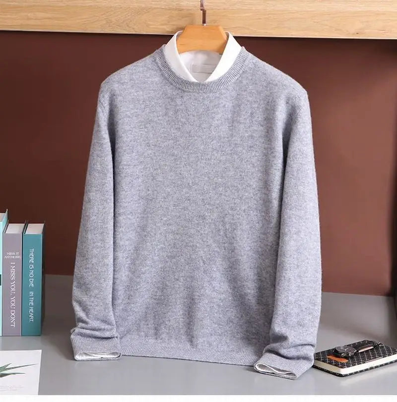 Hot Sale Cashmere Men's Sweater O-Neck Knitted Jumpers Long Sleeve Male Pullover Soft Warm Woolen Clothing habit homme