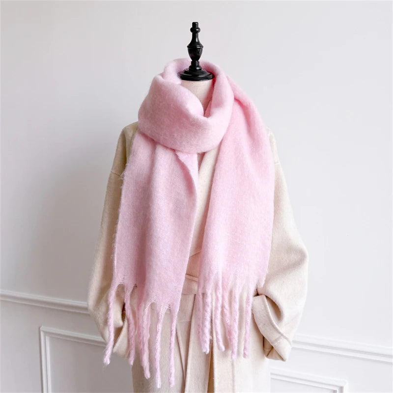18*200cm Small Winter Scarf Long Women Imitation Cashmere Thicken Shawls Neck Warm Tassel Bufanda Echarpe Pashmina Luxury