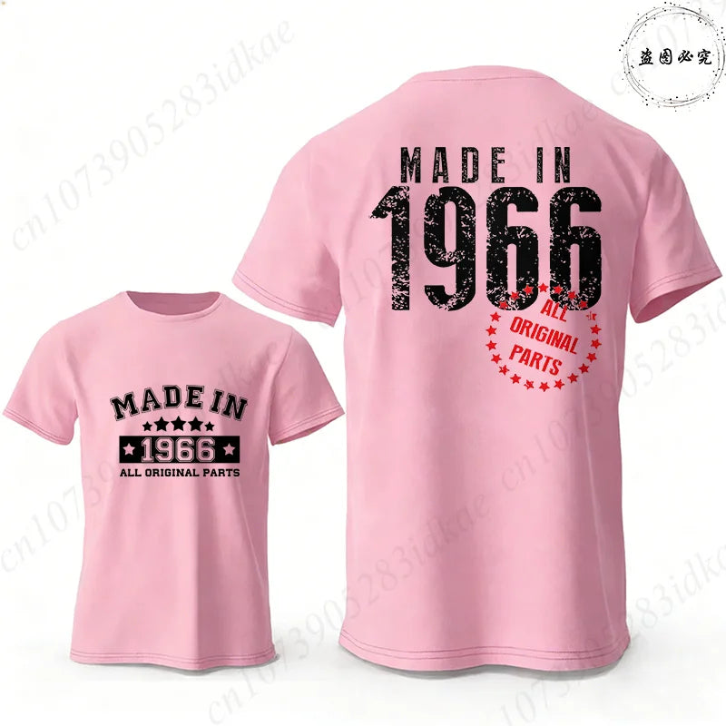 Men's 60th Birthday Vintage Graphic T Shirts: Made in 1966  Limited Edition Tops O Neck Short Sleeve Tees Casual Male Clothing