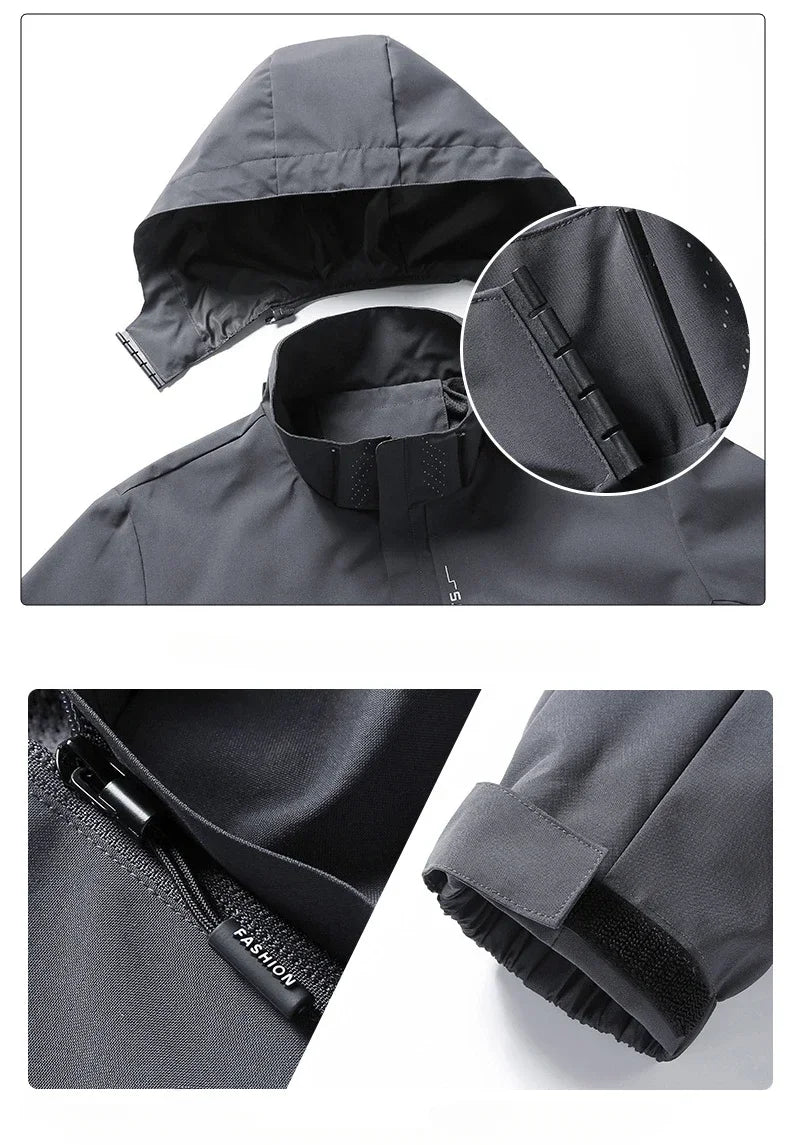 Men's Outdoor Waterproof Raincoat Lightweight Cycling Coat with Hood Streetwear Hiking Windproof Jacket Climbing Outdoor Jackets