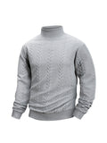 Autumn Casual Long Sleeve Pullover Turtleneck for Old Money Style Solid Color Knitted Jacquard Round Neck Sweater Male Clothing