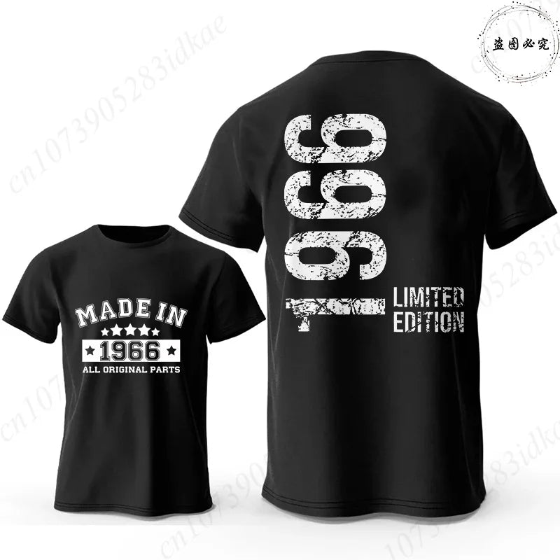 Men's 60th Birthday Vintage Graphic T Shirts: Made in 1966  Limited Edition Tops O Neck Short Sleeve Tees Casual Male Clothing